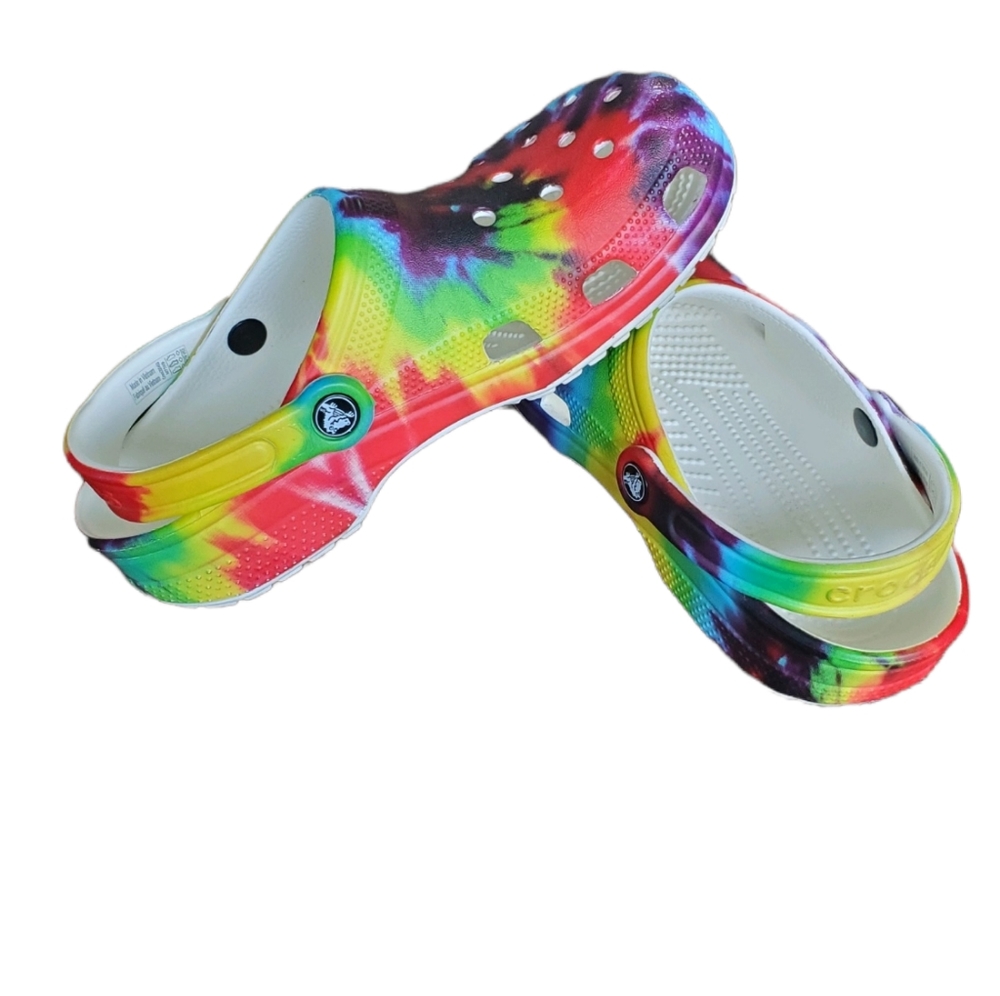Tie Dye Crocs Yellow Orange Red Purple Blue  Women's Size 9